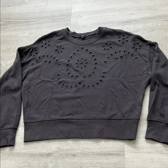 Rails Alice Eyelet Sweatshirt Soft Girl Coquette Cozy Pullover Women M Crew Neck - Picture 4 of 14